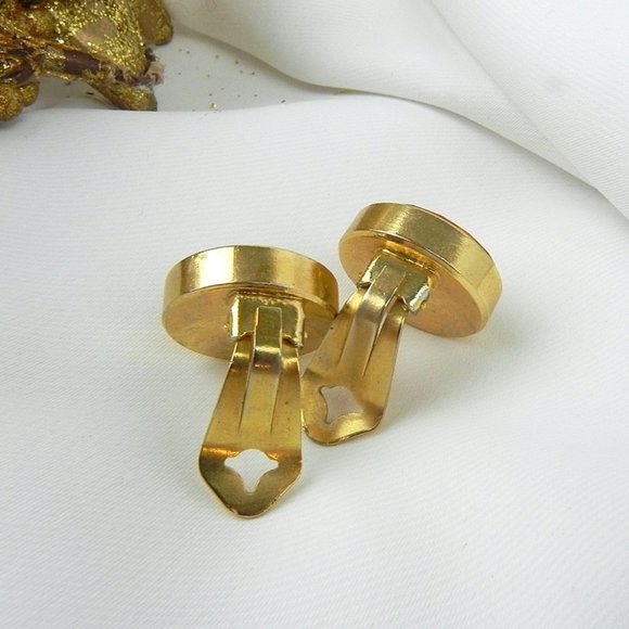 Citrine Italian Earrings | Vintage Large Orange Gemstone Earrings - Picture 3 of 9